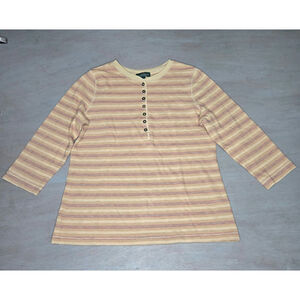 Ralph Lauren Womens Jaquard Knit Henley Top Size M Western Cowgirl Boho Retro